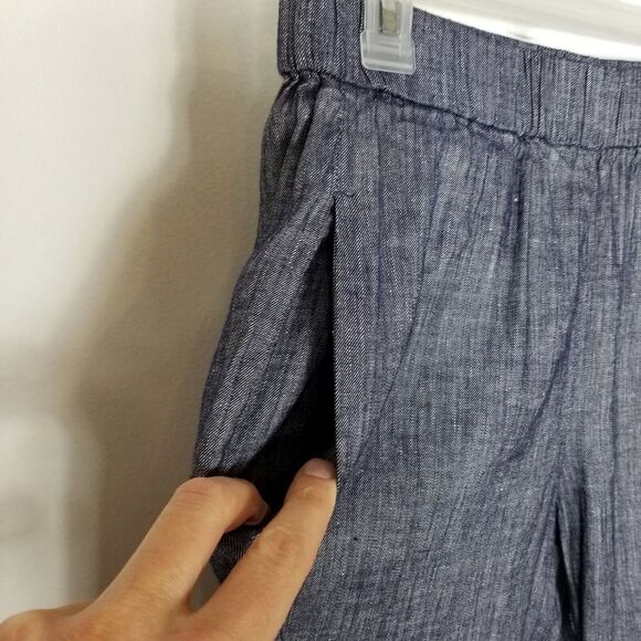 Theory Women Northsound Tierra Washed Denim Pants Size S Cropped Linen Blend - Picture 5 of 10